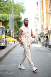 Ibiza Sand Beige Sleeveless Summer Suit