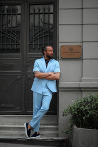 Capri Ice Blue Short Sleeve Summer Suit