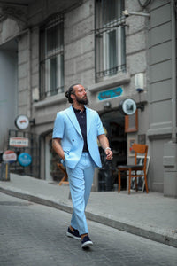 Capri Ice Blue Short Sleeve Summer Suit
