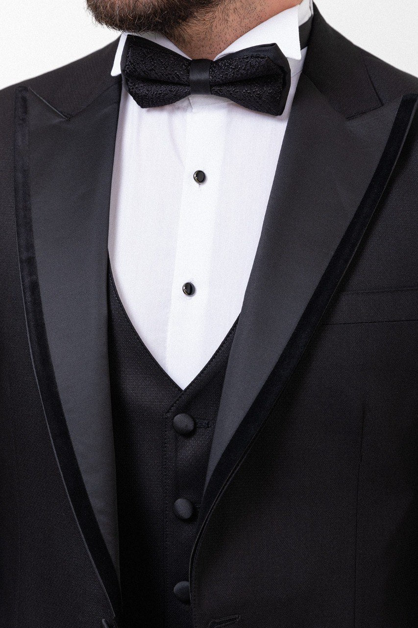 Bojoni Trivento Black Royal Classic  Slim Fit Suit Tuxedo