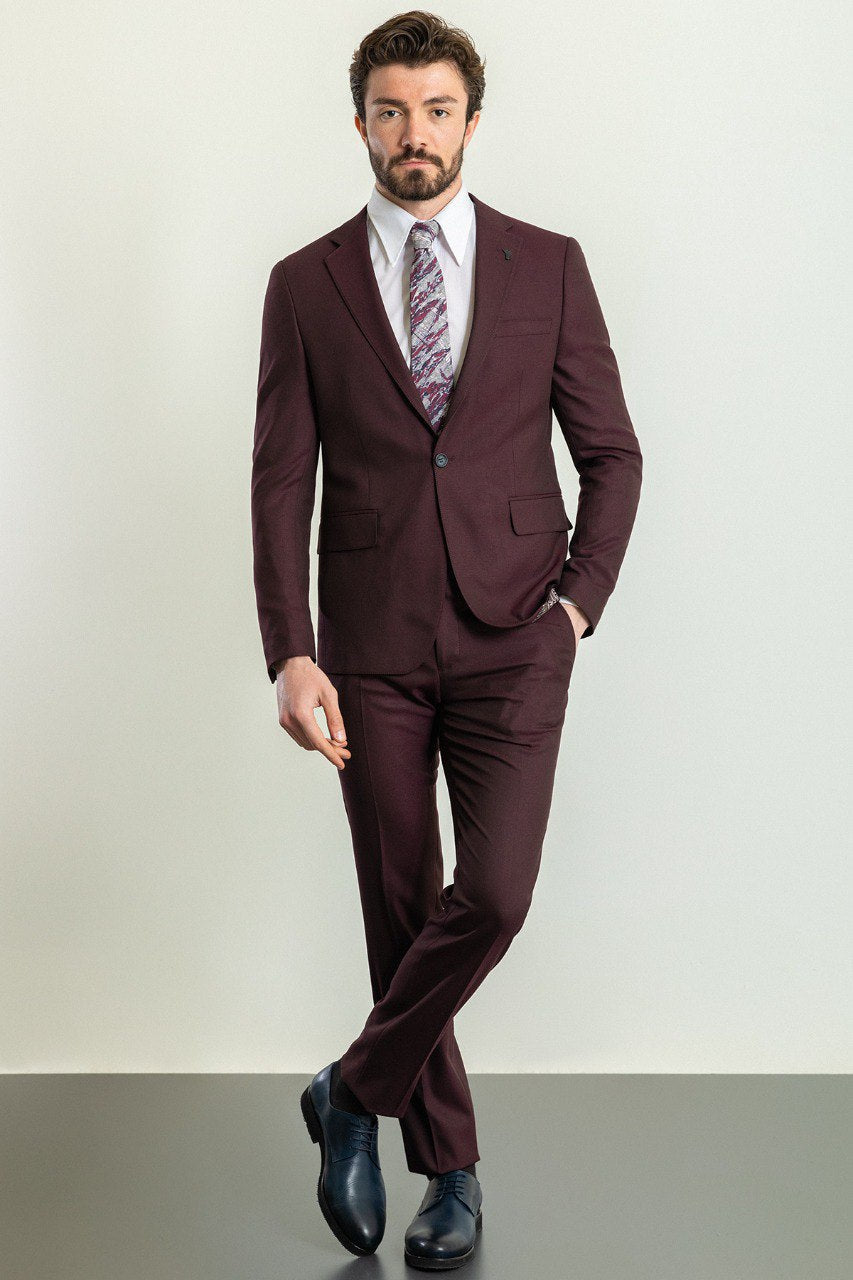 Bojoni Trivento Burgundy 2 Pieces  Slim Fit Suit