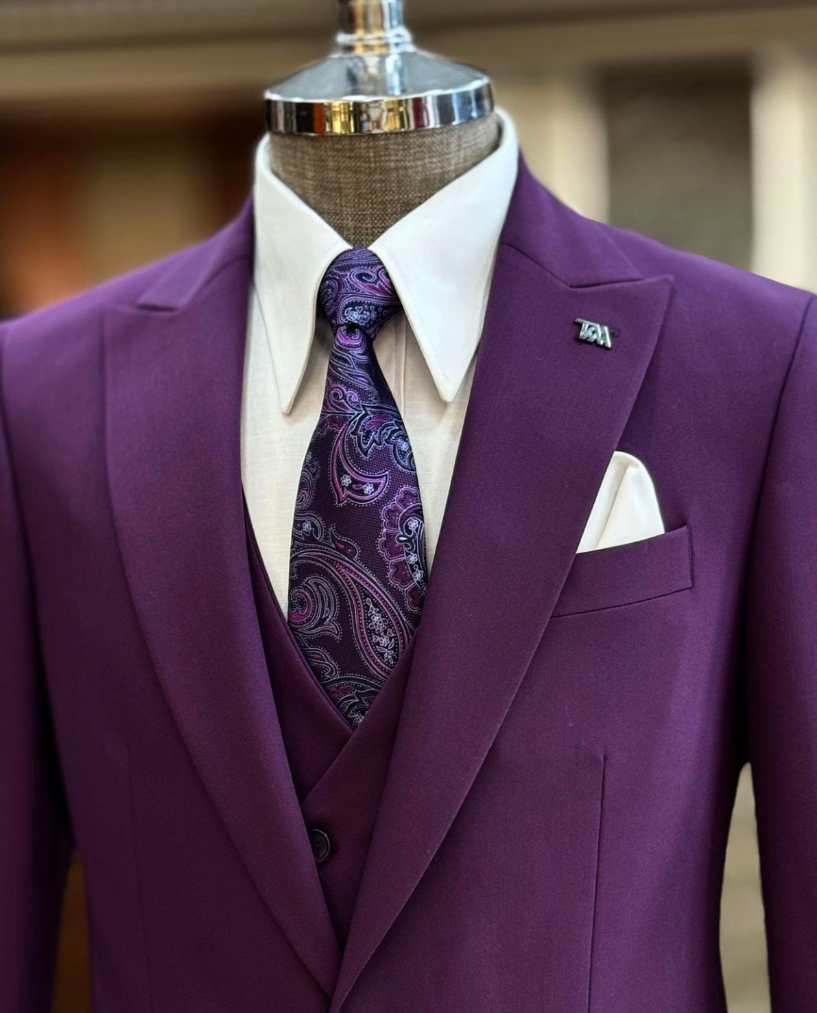 Bojoni Oxford Purple Slim Fit Suit