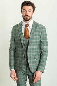 Bojoni Trivento Green Plaid  Slim Fit Suit