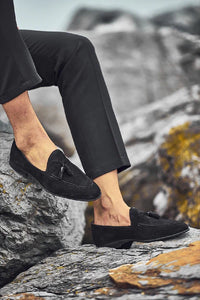 Bojoni Bravo Black Suede Tassel Loafers