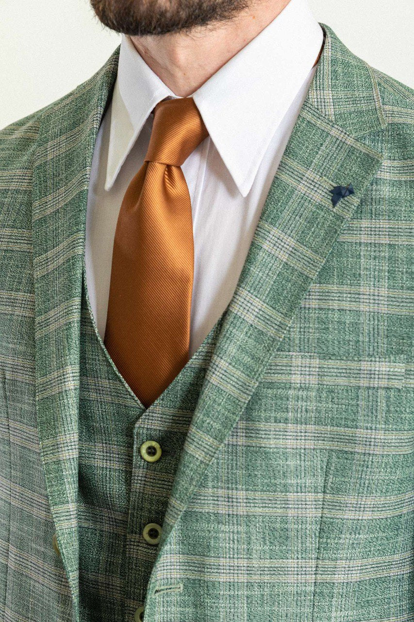 Bojoni Trivento Green Plaid  Slim Fit Suit