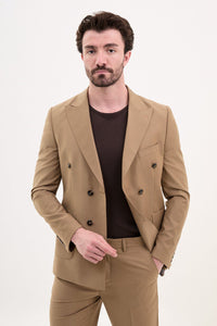 Bojoni Trivento Camel Double Breasted  Classic Slim Fit Suit