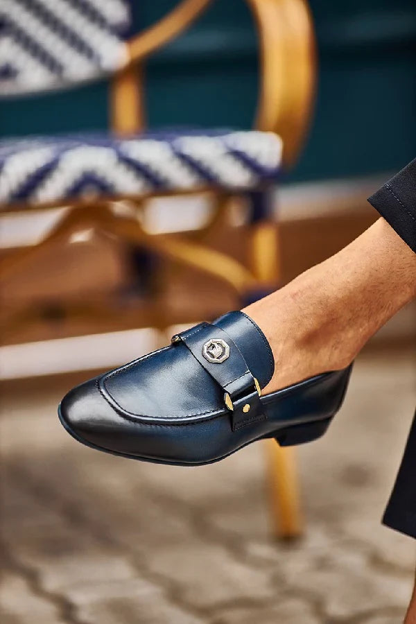 Bojoni Bravo Navy Blue Penny Loafers