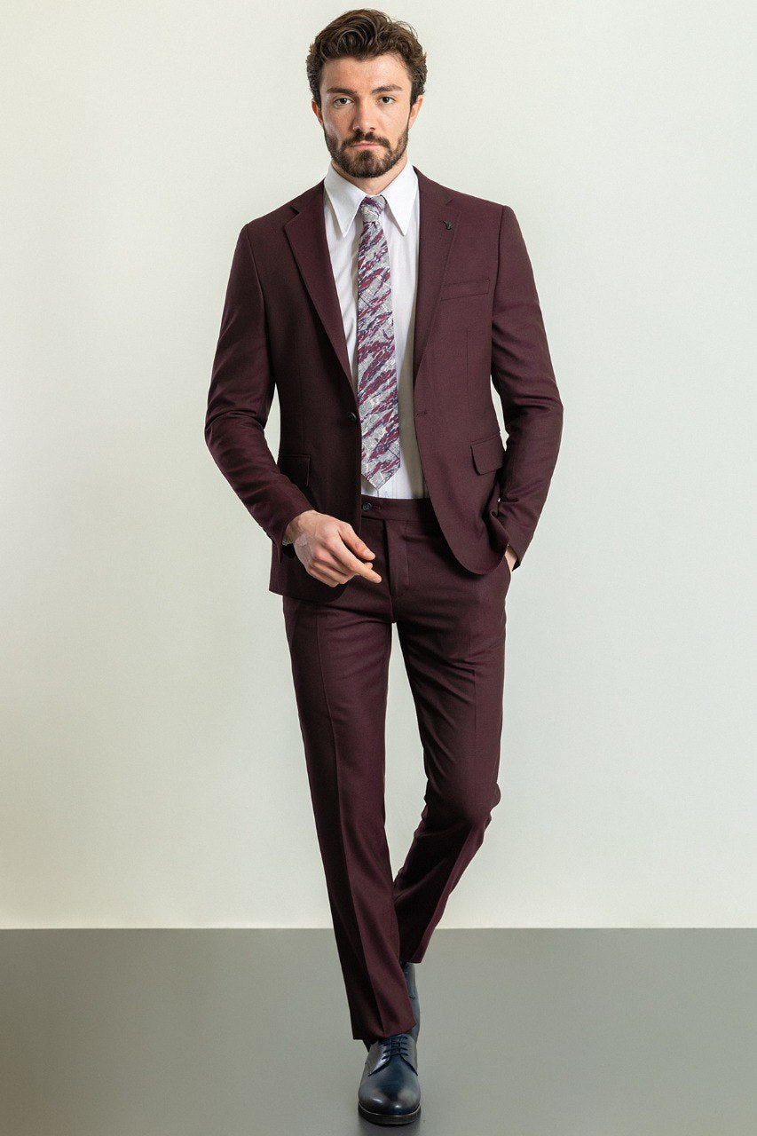 Bojoni Trivento Burgundy 2 Pieces  Slim Fit Suit