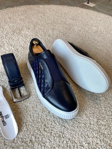 Brabion Abboud Navy Float Leather Shoes