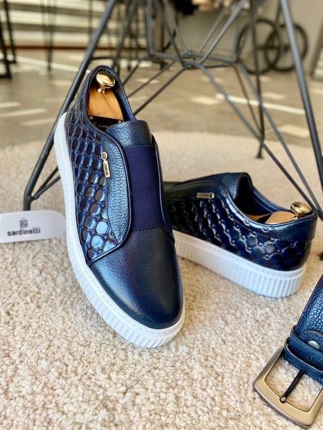 Brabion Abboud Navy Float Leather Shoes