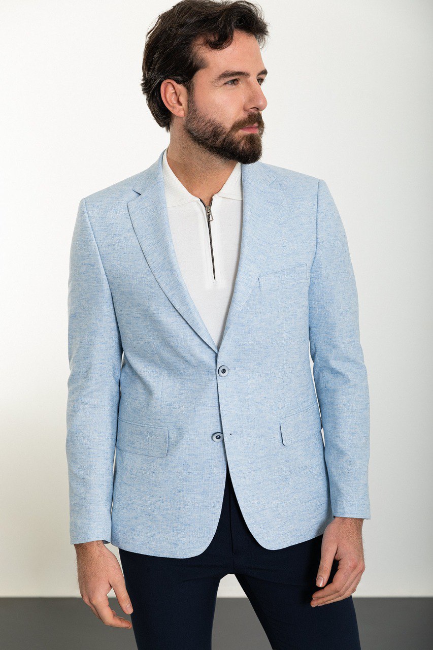 Bojoni Torretta Slim Fit Ice Blue Blazer