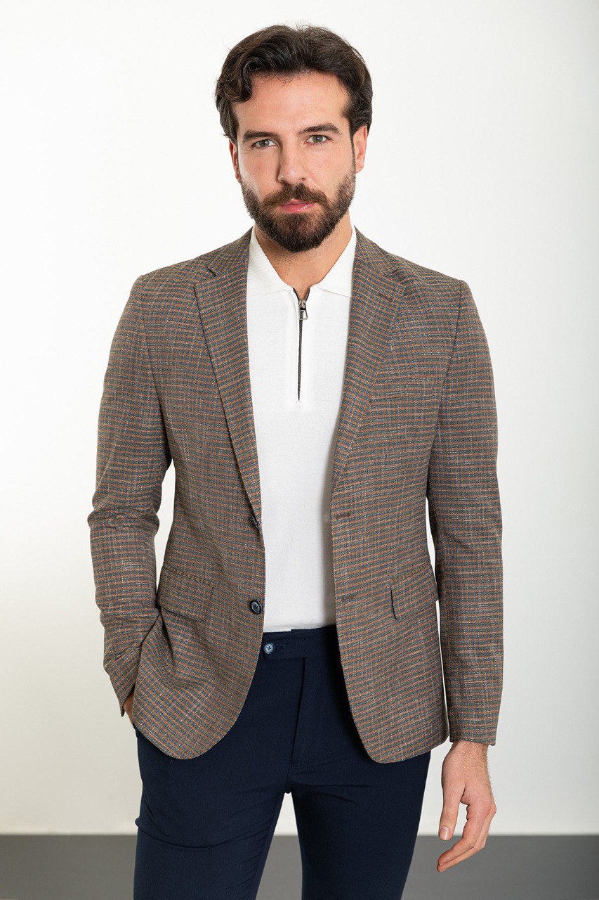 Bojoni Torretta Slim Fit Camel Blazer