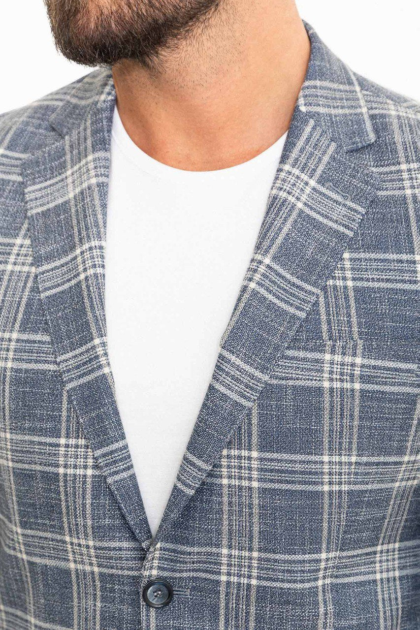 Bojoni Torretta Slim Fit Grey Plaid Blazer