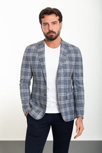 Bojoni Torretta Slim Fit Grey Plaid Blazer