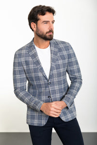 Bojoni Torretta Slim Fit Grey Plaid Blazer