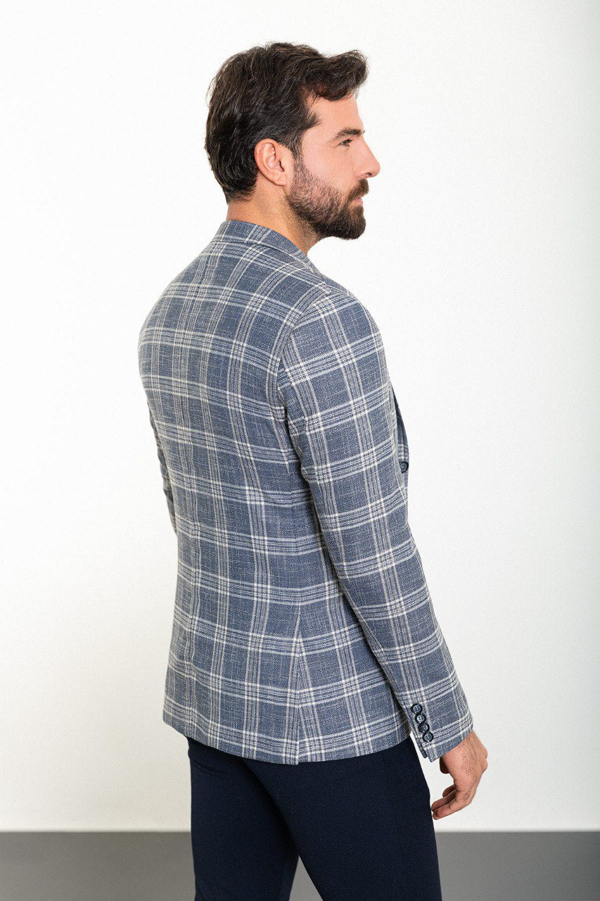 Bojoni Torretta Slim Fit Grey Plaid Blazer