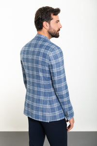 Bojoni Torretta Slim Fit Blue Plaid Blazer