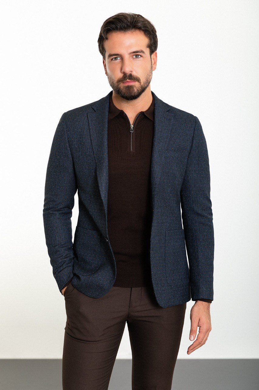 Bojoni Torretta Slim Fit Navy Dot Blazer