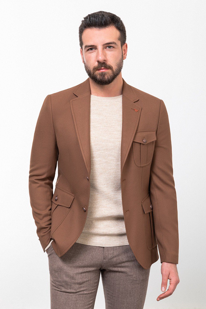 Bojoni Torretta Slim Fit Camel Blazer