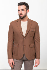 Bojoni Torretta Slim Fit Camel Blazer