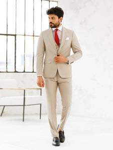 Brabion Beige Slim-Fit Suit 3-Piece