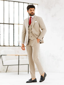 Brabion Beige Slim-Fit Suit 3-Piece