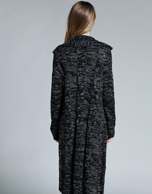 Women Cable Knit Long Cardigan with Pockets