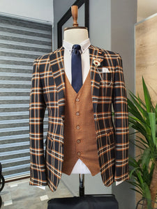 Bari Brown Slim Fit Plaid Suit-baagr.myshopify.com-suit-BOJONI