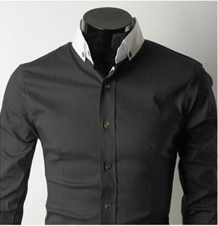 Mens Button Down Shirt with Contrasting Collar & Cuffs