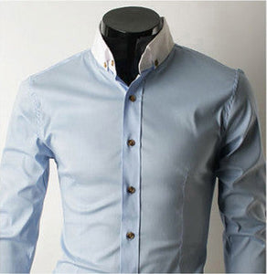 Mens Button Down Shirt with Contrasting Collar & Cuffs