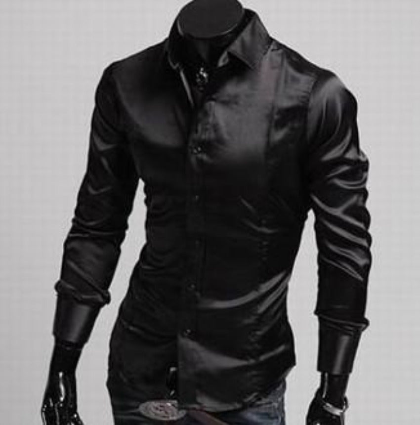 Mens Button Down Shiny Shirt