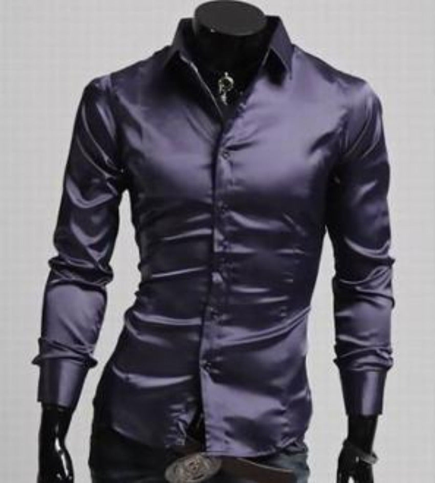 Mens Button Down Shiny Shirt