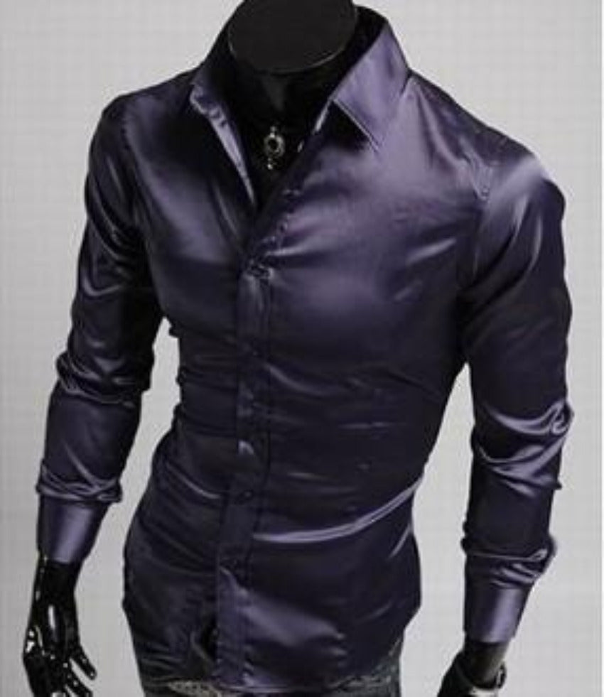 Mens Button Down Shiny Shirt