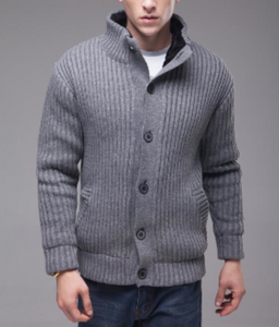 Mens Ribbed Cardigan with Warm Lining