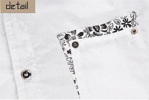 Mens Button Down Shirt with Floral Print Details