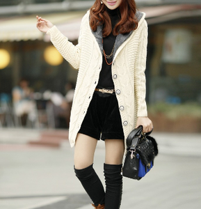 Womens Off White Cardigan with Inner Fur
