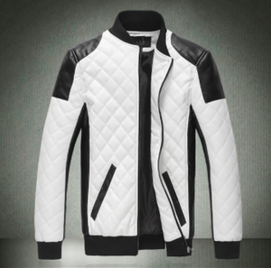 Mens Two Tone Motorcylcle Vegan Leather Jacket