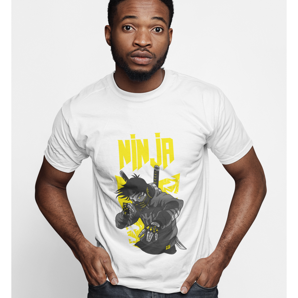 Mens Yellow Ninja Graphic T-Shirt