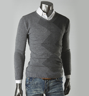 Mens Sweater with Zig Zag Pattern