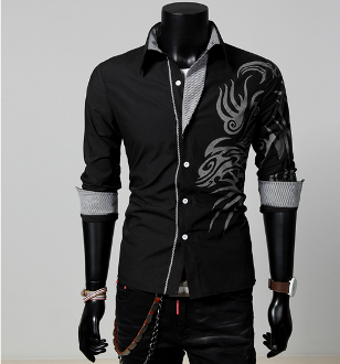 Mens Button Down Shirt with Print