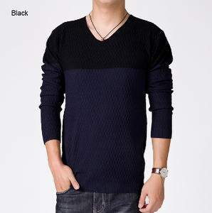 Mens V-Neck Sweater in Two Tone
