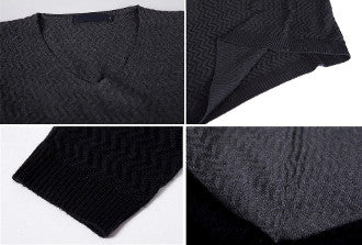 Mens V-Neck Sweater in Two Tone