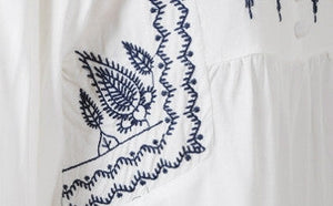 Womens Quarter Sleeve Embroidered Shirt