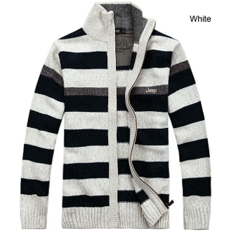 Mens Striped Zipper Cardigan