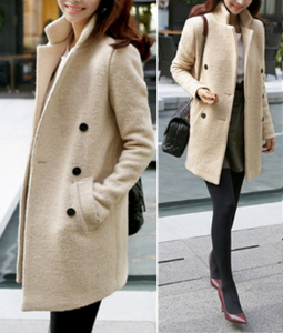 Womens Double Breasted Slim Fit Coat