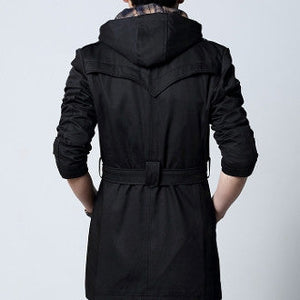 Mens Trench Jacket with Removable Hood