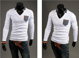 Mens Street Style V neck Long Sleeve Shirt