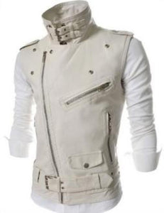 Mens Faux Leather Biker Vest with Side Zipper