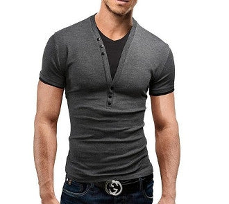 Mens V-Neck Shirt with Button Details