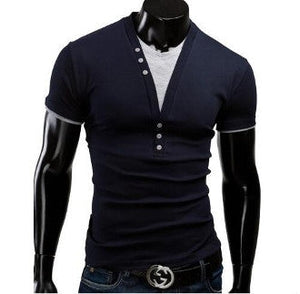 Mens V-Neck Shirt with Button Details